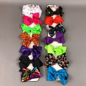 Button & Bows Halloween Hair Bow Barrette Sets 2 (7pc each Set)